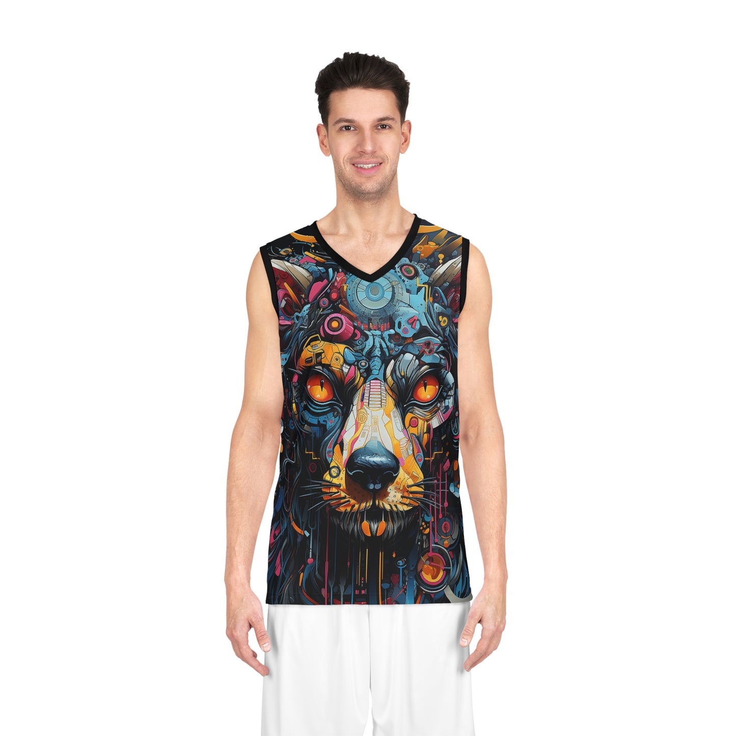 Psychedelic Cat Basketball Jersey