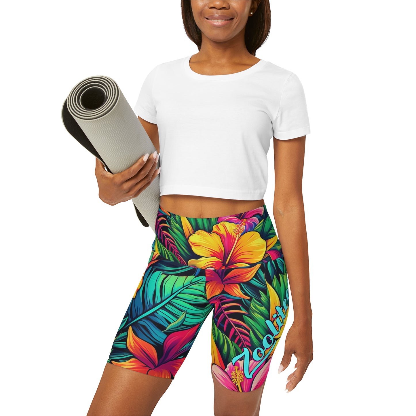 High Waisted Yoga Shorts (AOP)