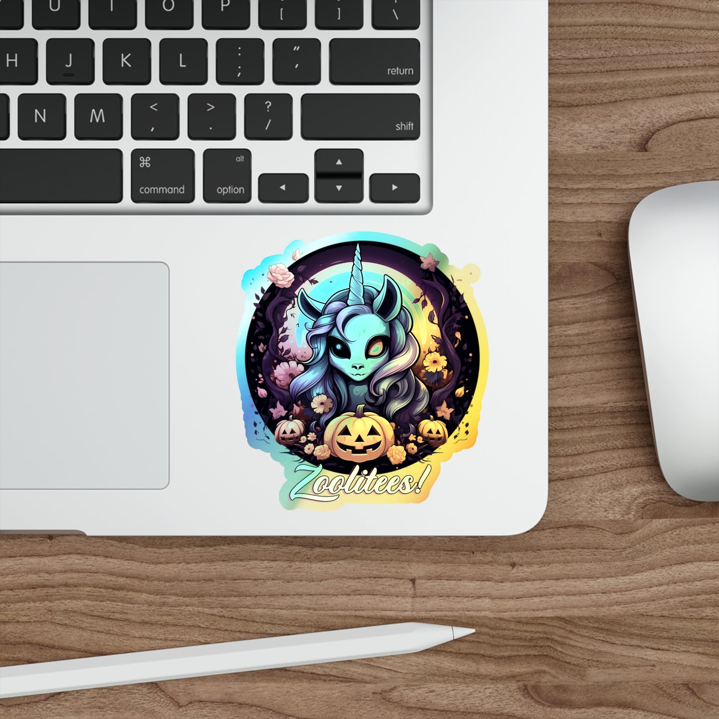 Halloween Unicorn Holographic Die-cut Stickers