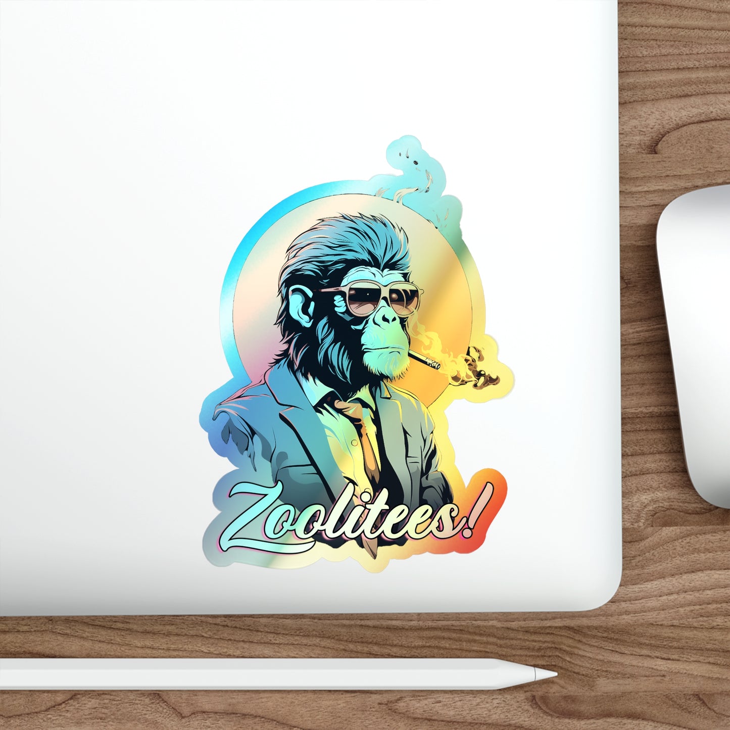 Smokin' Monkey Holographic Die-cut Stickers