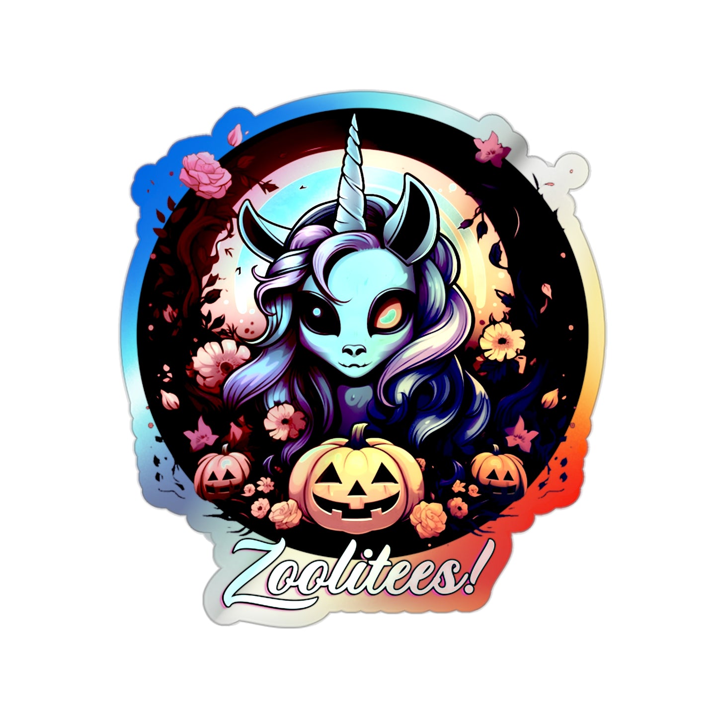 Halloween Unicorn Holographic Die-cut Stickers