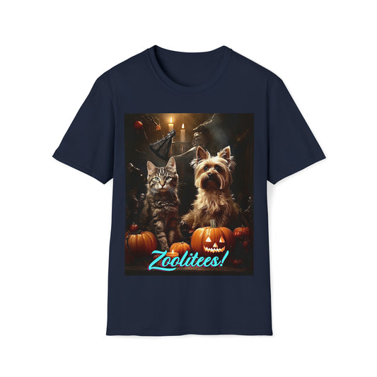 Cat Dog Halloween Unisex Softstyle T-Shirt