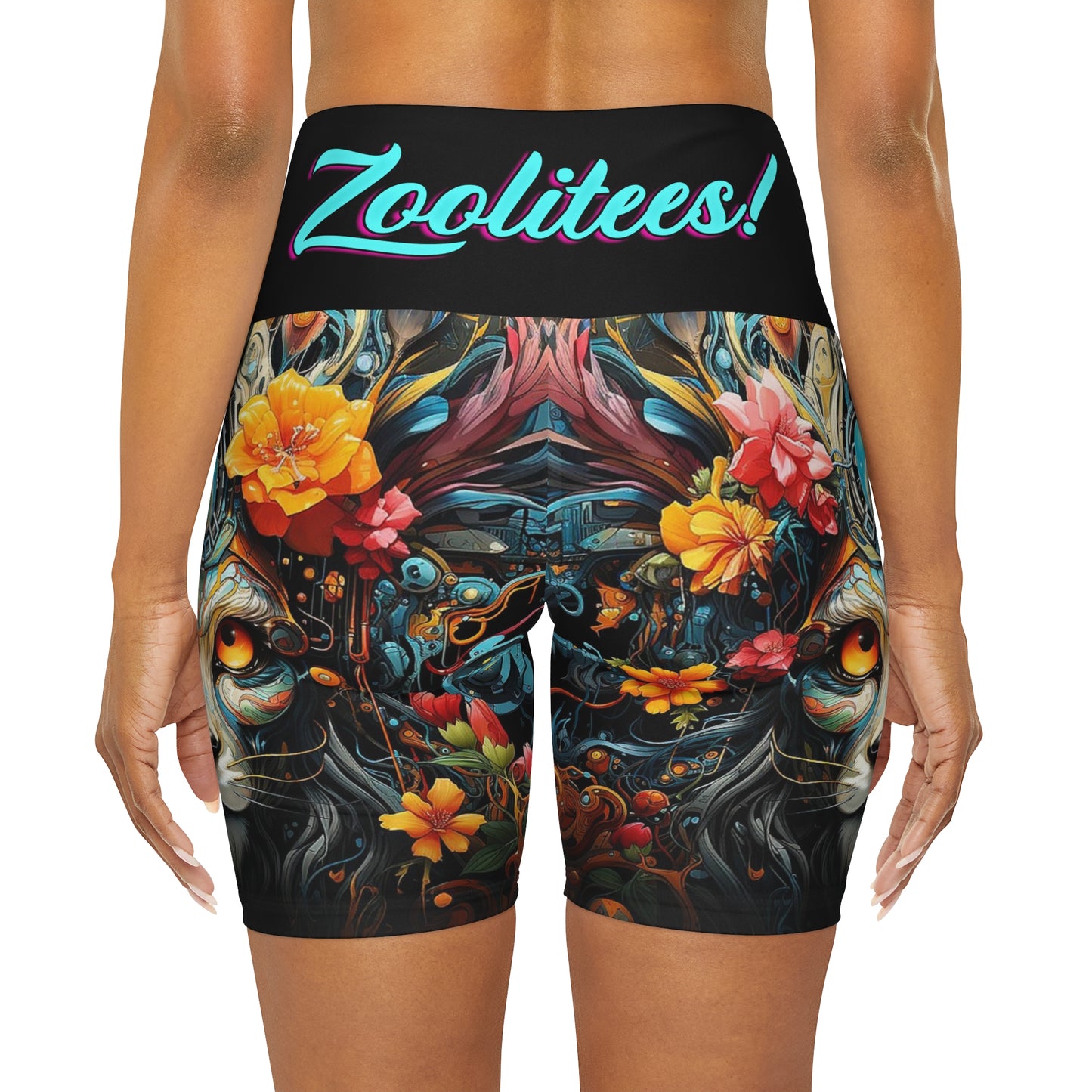 Focused Lion High Waisted Yoga Shorts