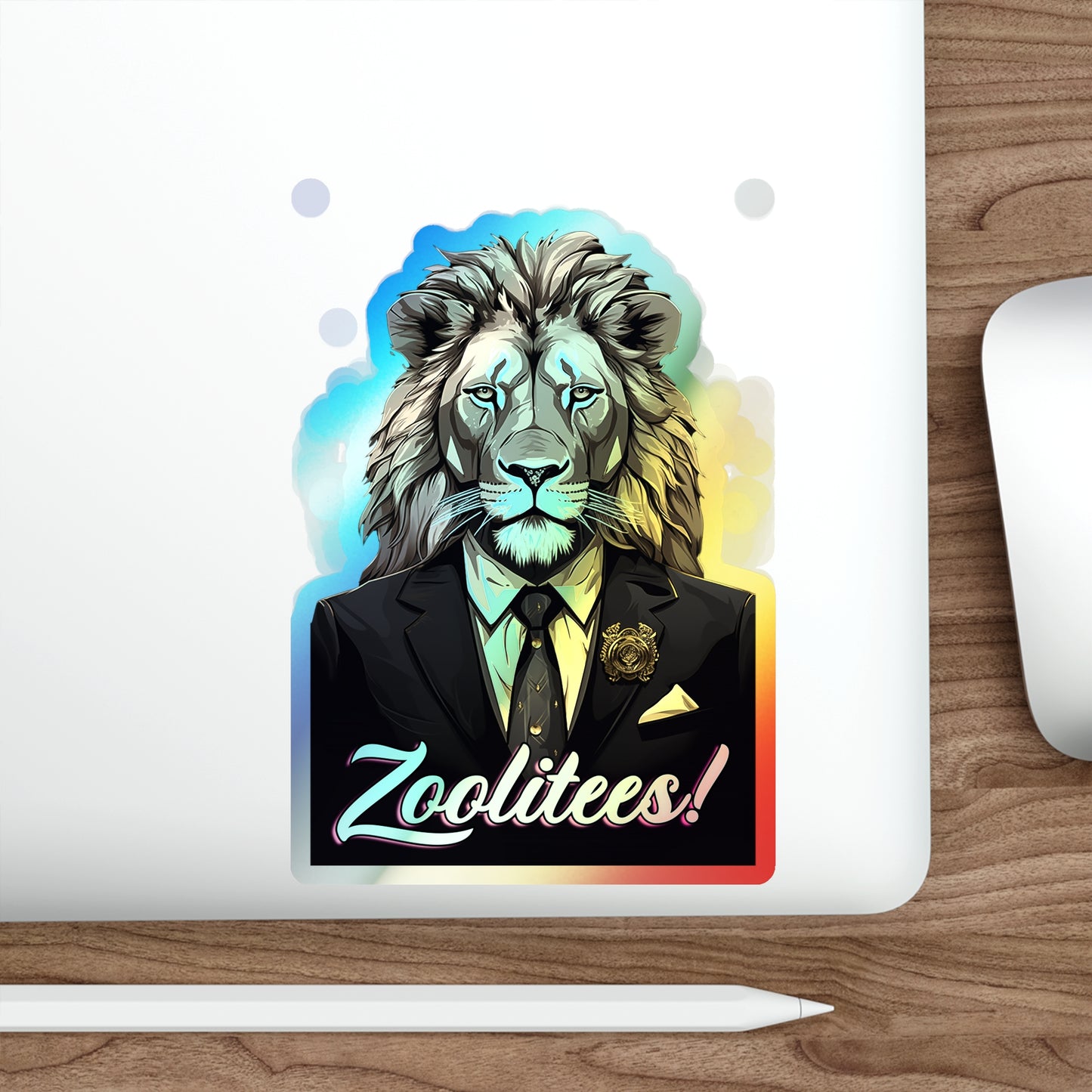 Lion Biz Holographic Die-cut Stickers