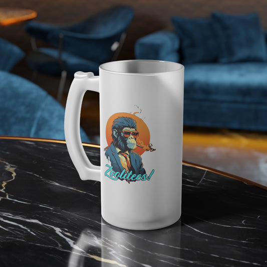 Smokin' Monkey Frosted Glass Beer Mug