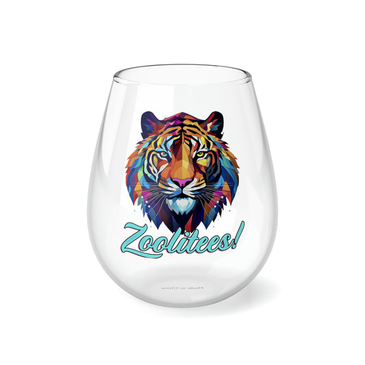 Lion Art Deco Logo Stemless Wine Glass, 11.75oz