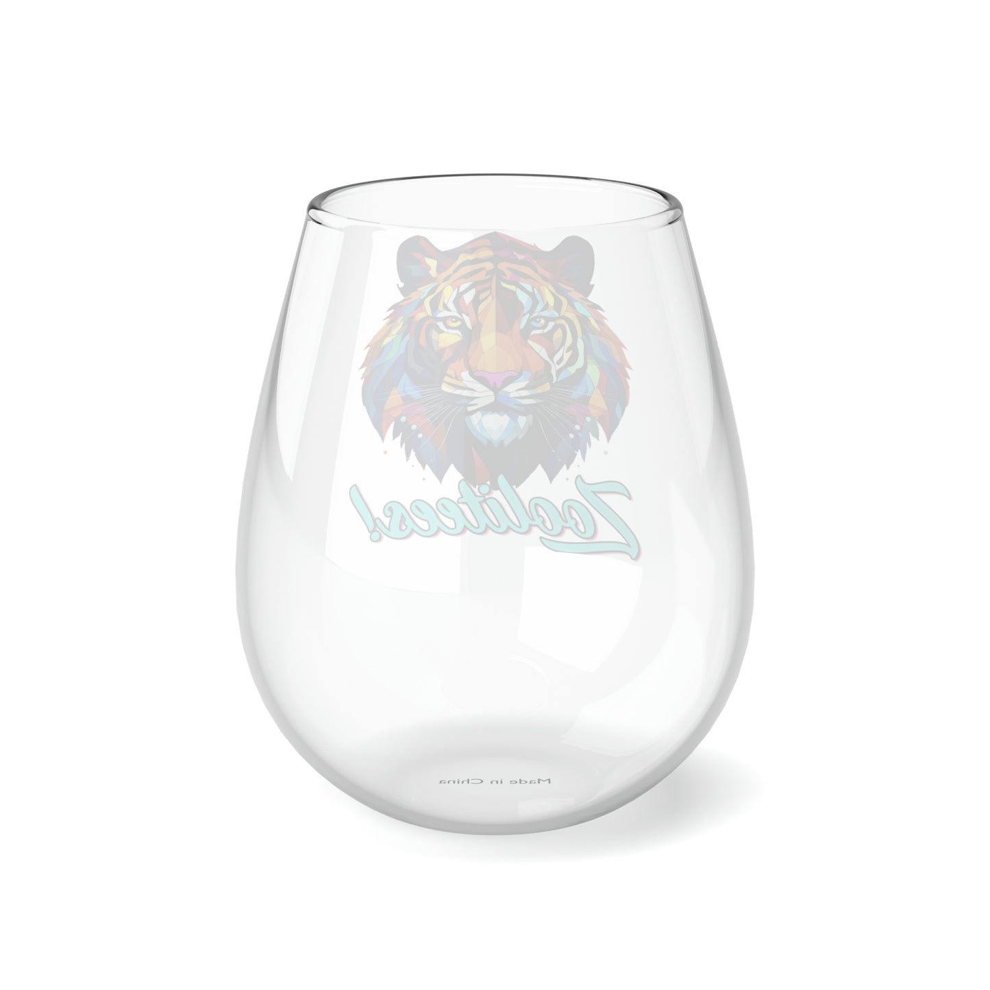 Lion Art Deco Logo Stemless Wine Glass, 11.75oz