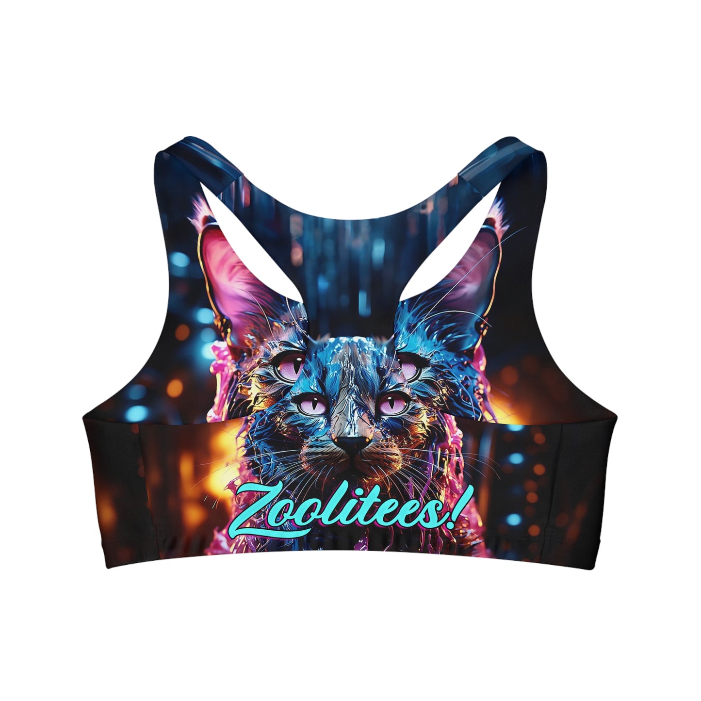 Acrylic Cat Drip Seamless Sports Bra