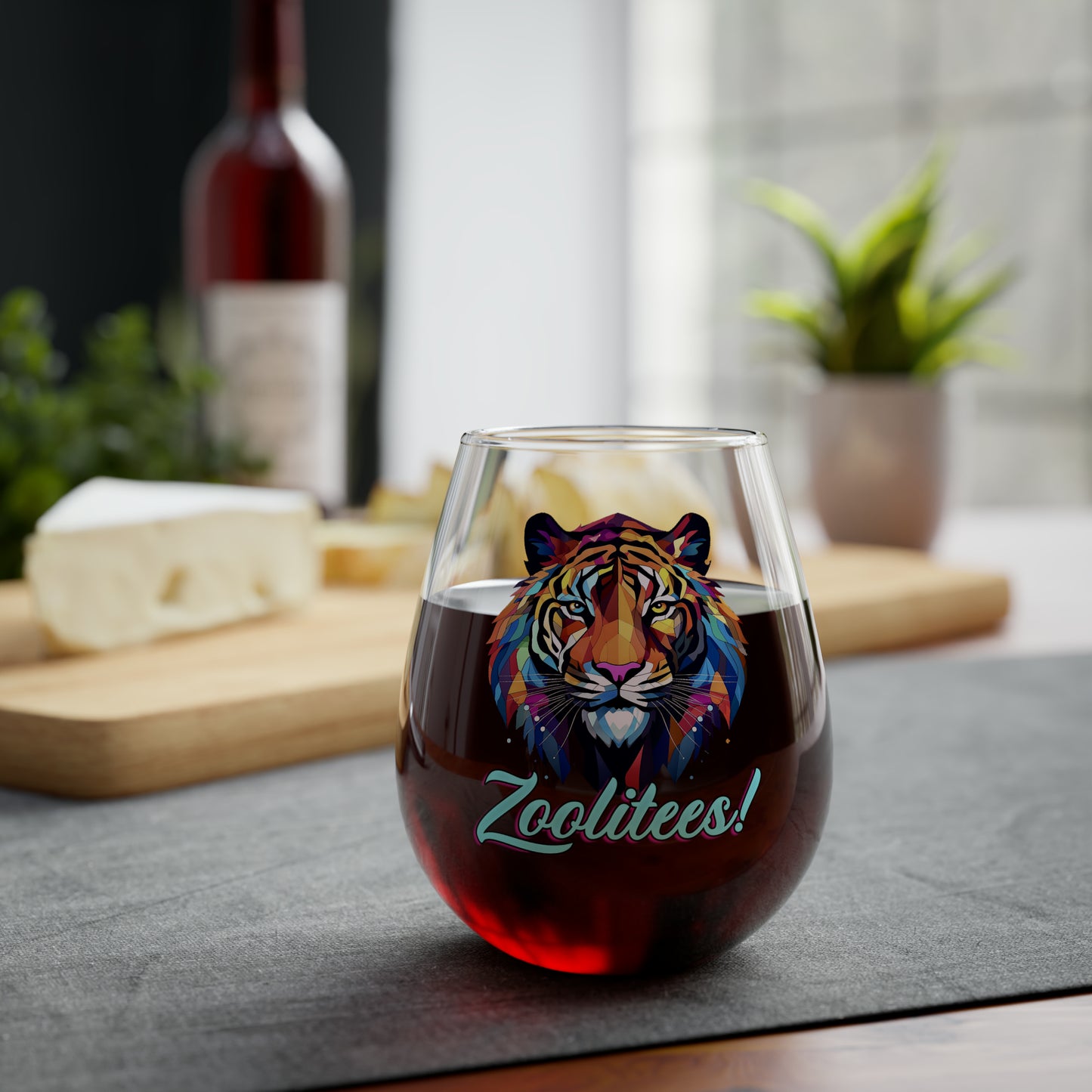 Lion Art Deco Logo Stemless Wine Glass, 11.75oz