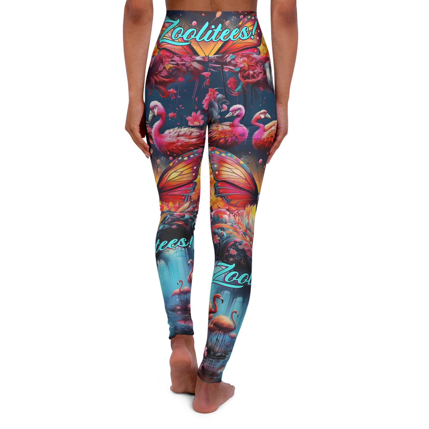 Butterfly Flamingo High Waisted Yoga Leggings