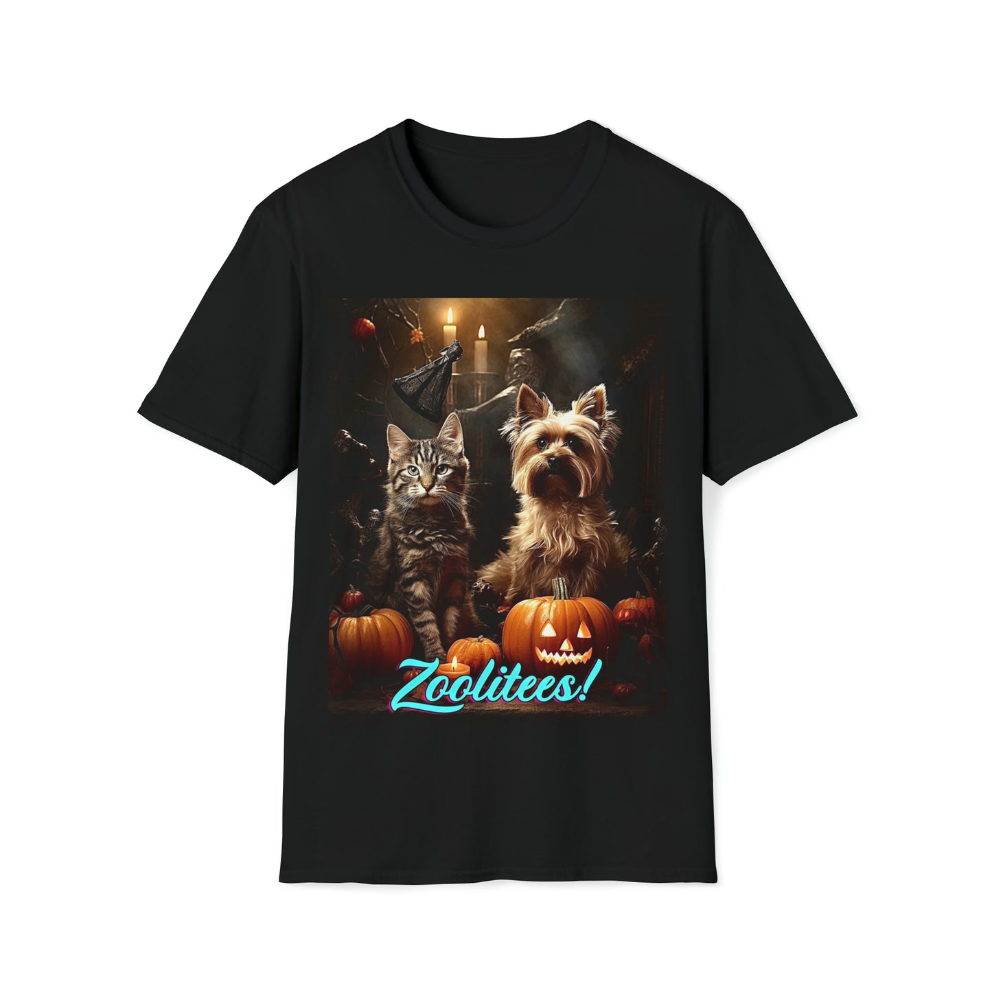 Cat Dog Halloween Unisex Softstyle T-Shirt