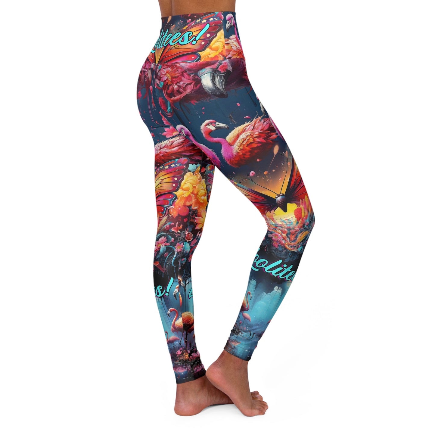 Butterfly Flamingo High Waisted Yoga Leggings