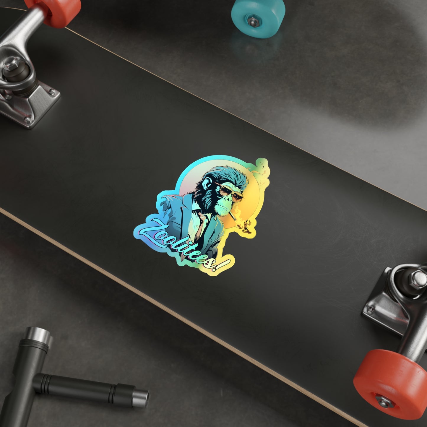 Smokin' Monkey Holographic Die-cut Stickers