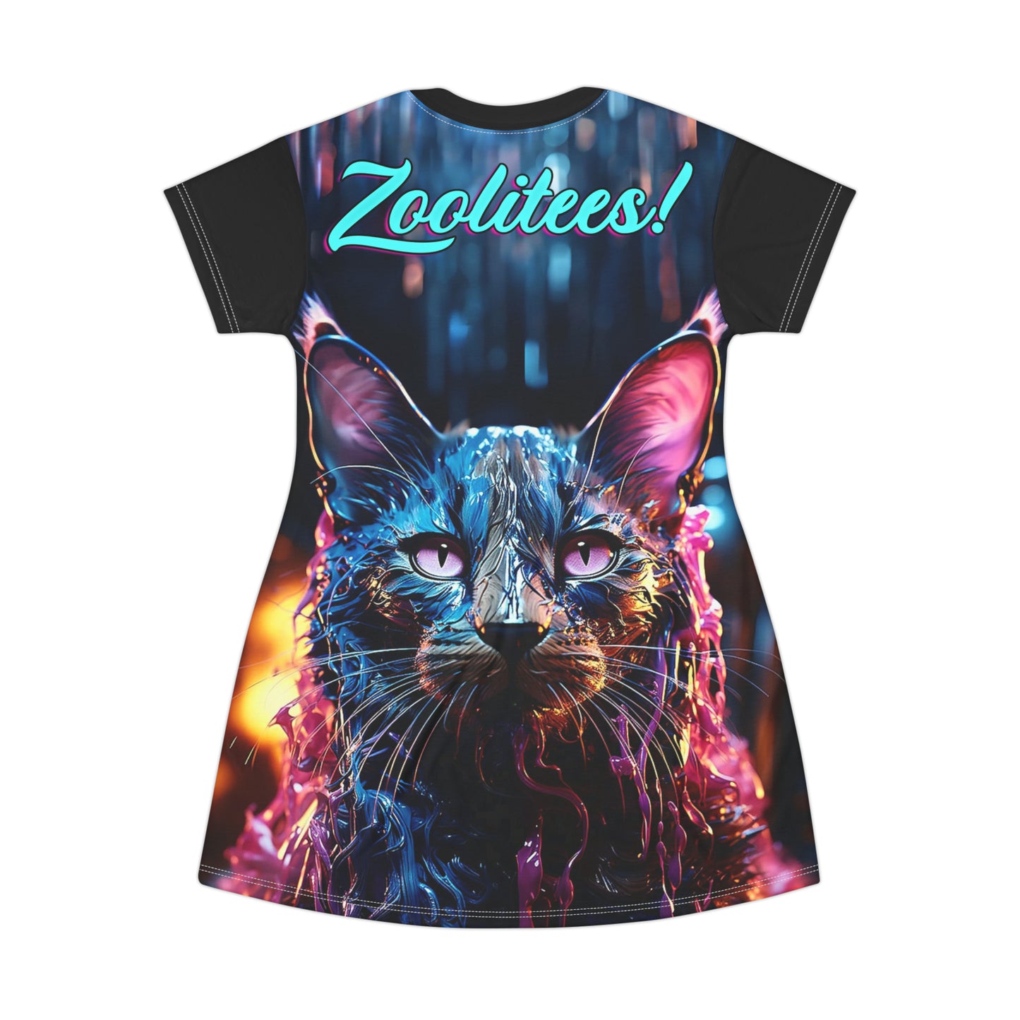 Acrylic Cat Drip T-Shirt Dress