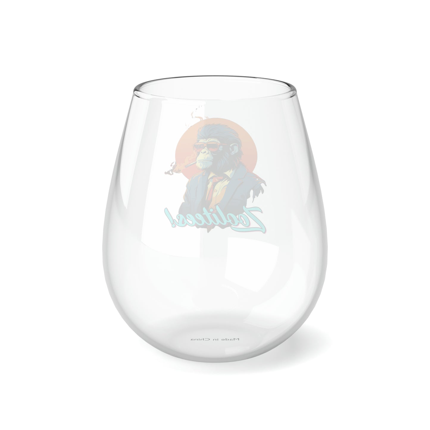 Smoking Monkey Stemless Wine Glass, 11.75oz