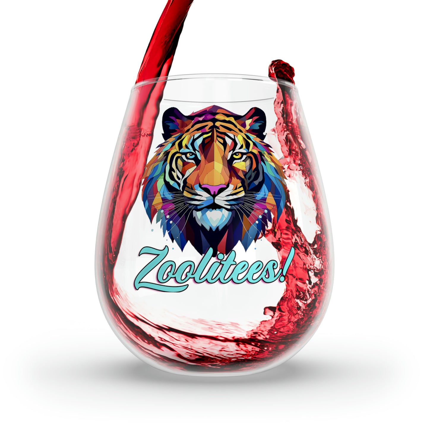 Lion Art Deco Logo Stemless Wine Glass, 11.75oz