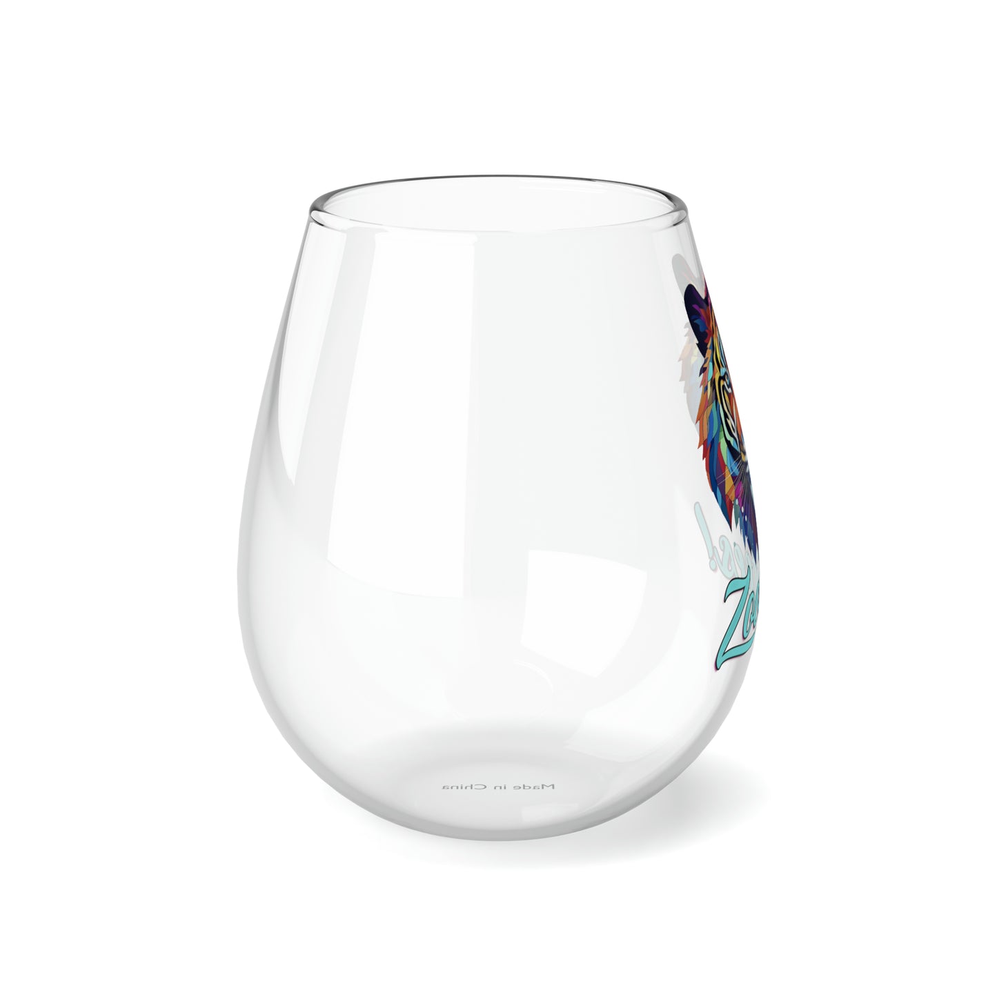 Lion Art Deco Logo Stemless Wine Glass, 11.75oz