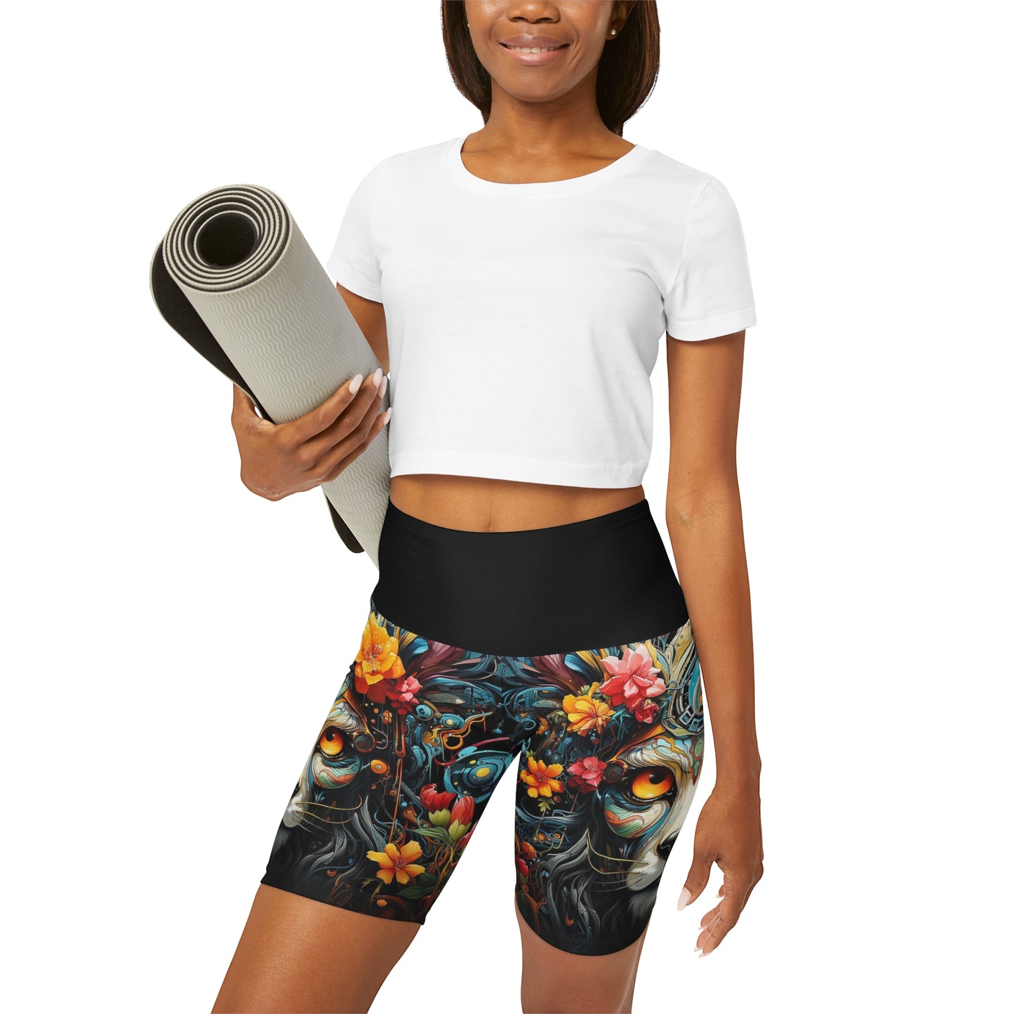 Focused Lion High Waisted Yoga Shorts