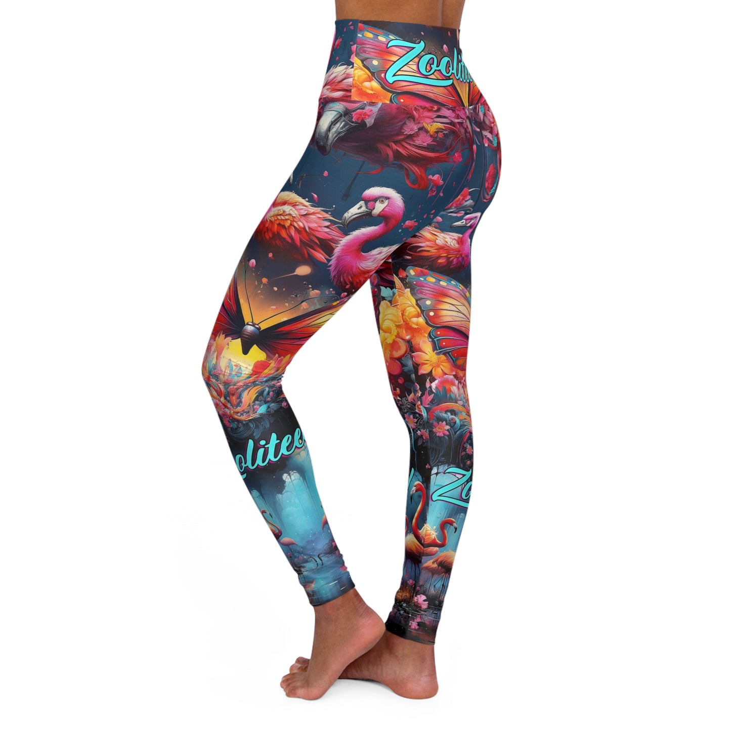 Butterfly Flamingo High Waisted Yoga Leggings