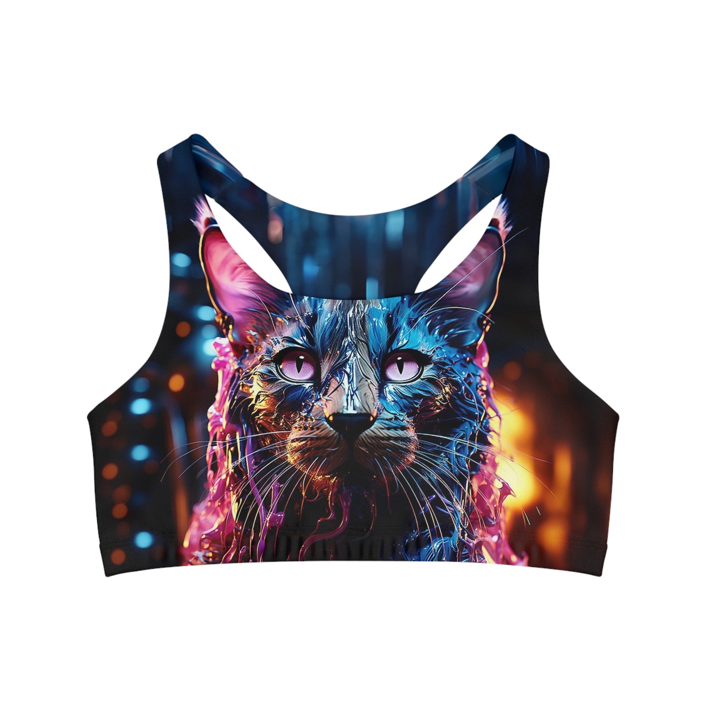 Acrylic Cat Drip Seamless Sports Bra