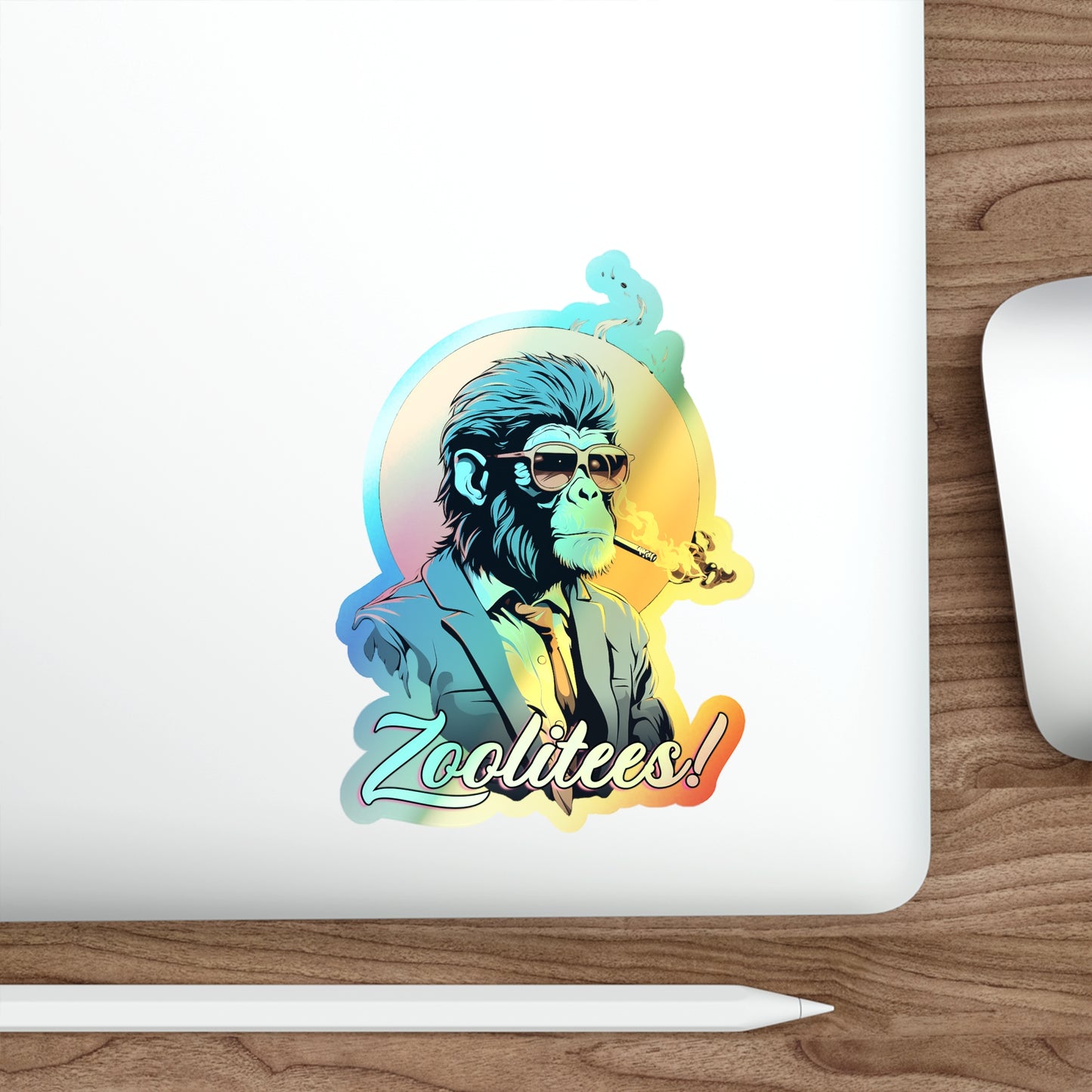 Smokin' Monkey Holographic Die-cut Stickers