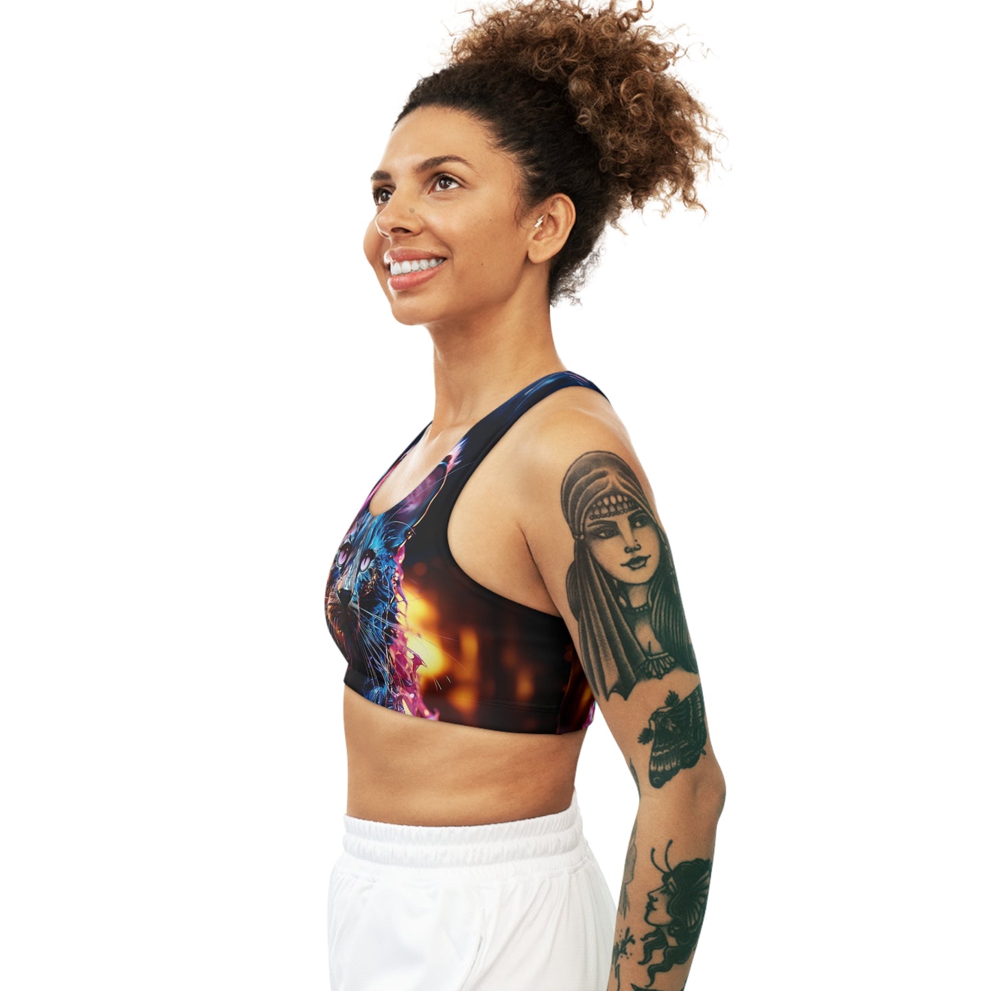 Acrylic Cat Drip Seamless Sports Bra