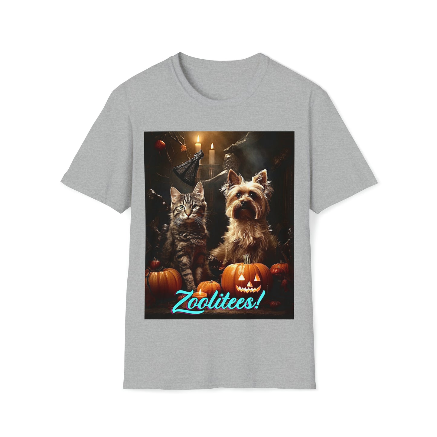 Cat Dog Halloween Unisex Softstyle T-Shirt