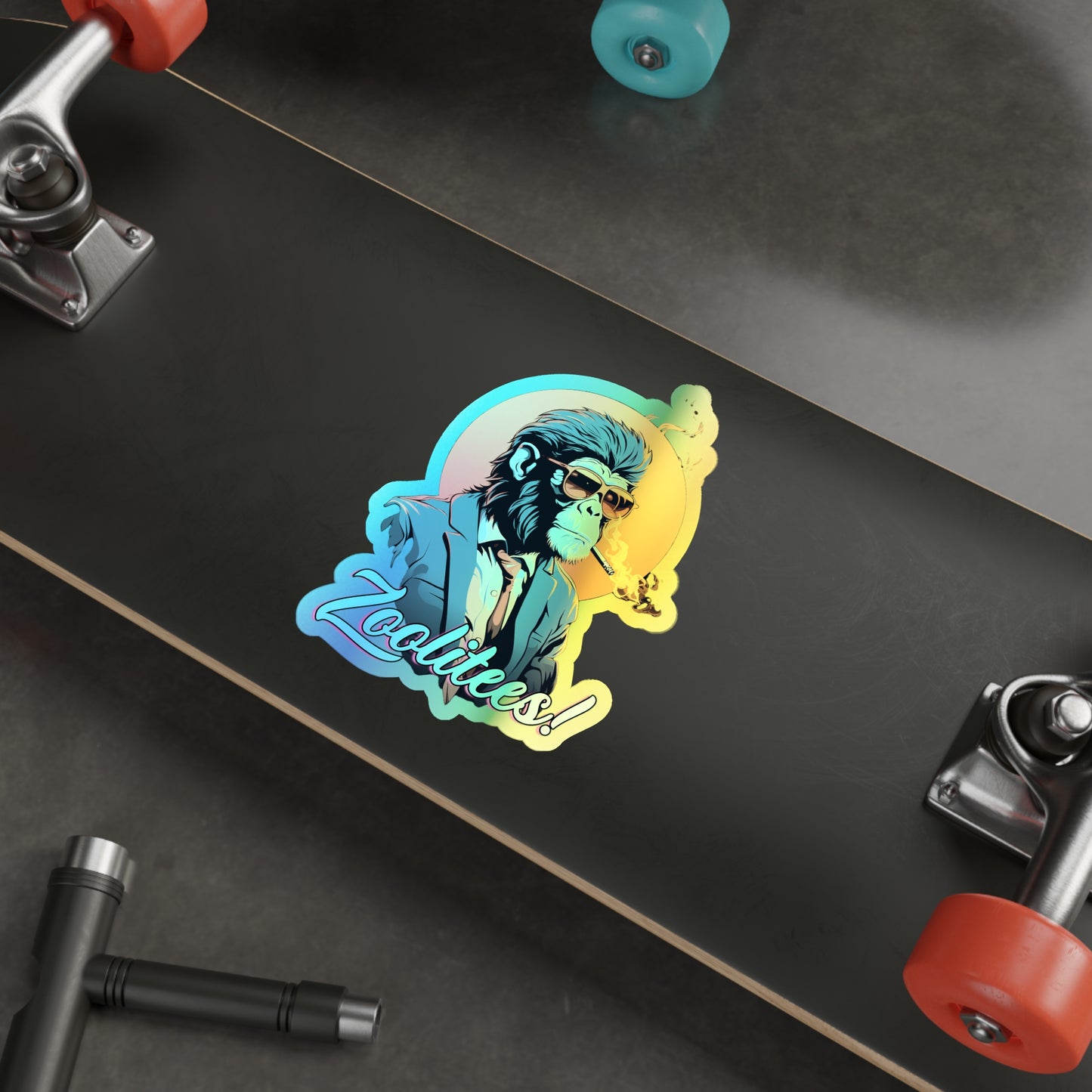 Smokin' Monkey Holographic Die-cut Stickers