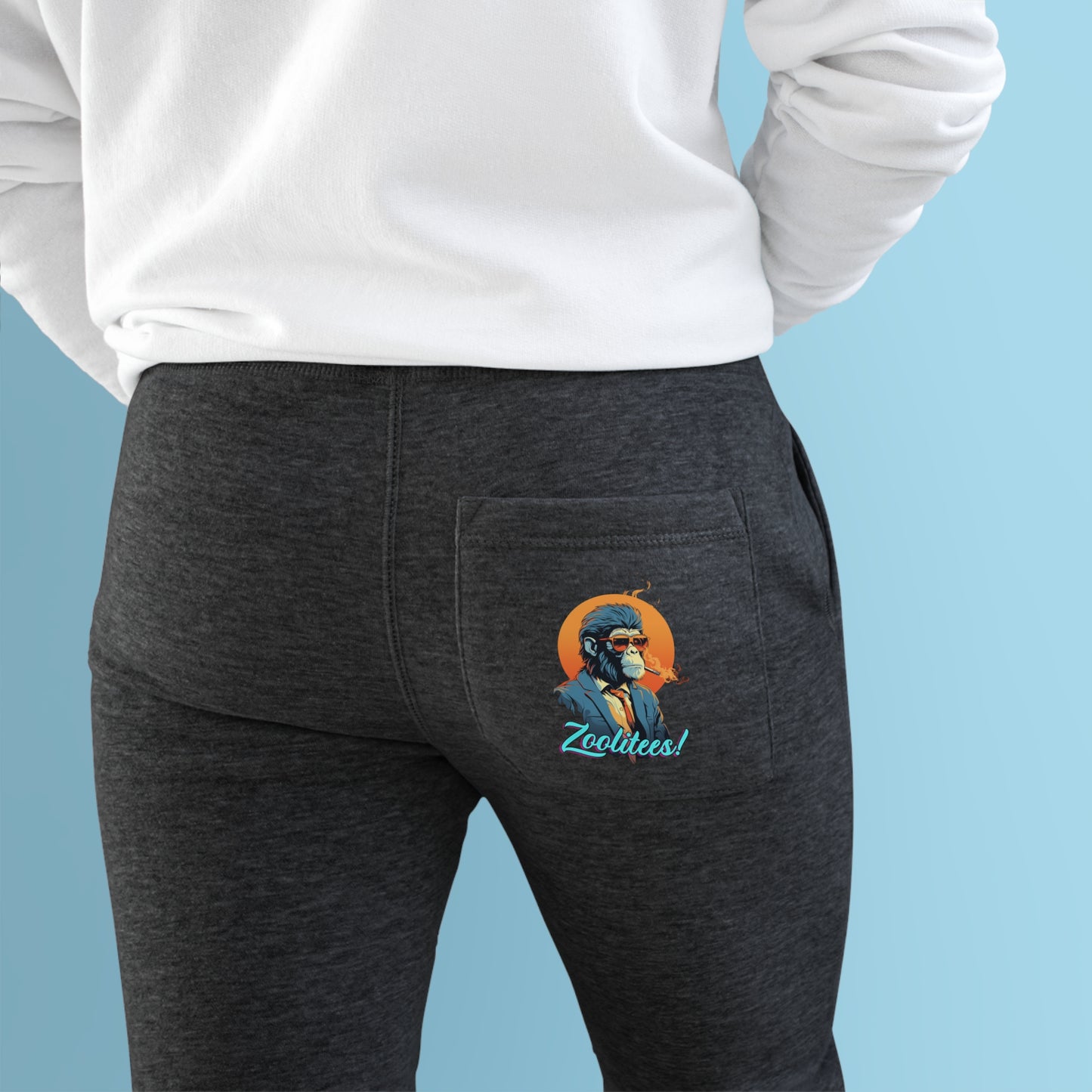 Unisex Smoking Monkey Fleece Joggers