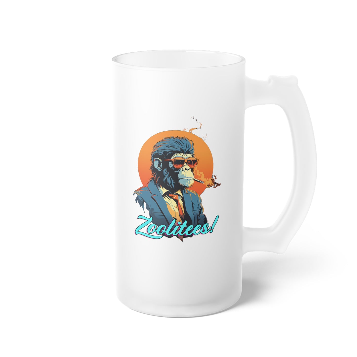 Smokin' Monkey Frosted Glass Beer Mug