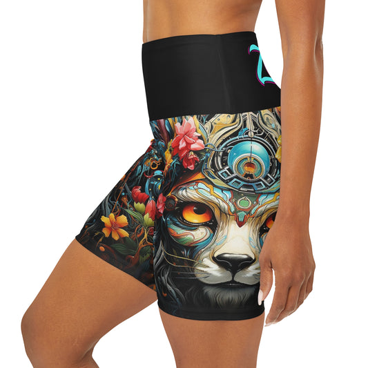 Focused Lion High Waisted Yoga Shorts